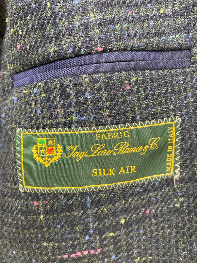 Hickey Freeman Size 40 Navy Green Speckles Button Up Wool Blend Men&