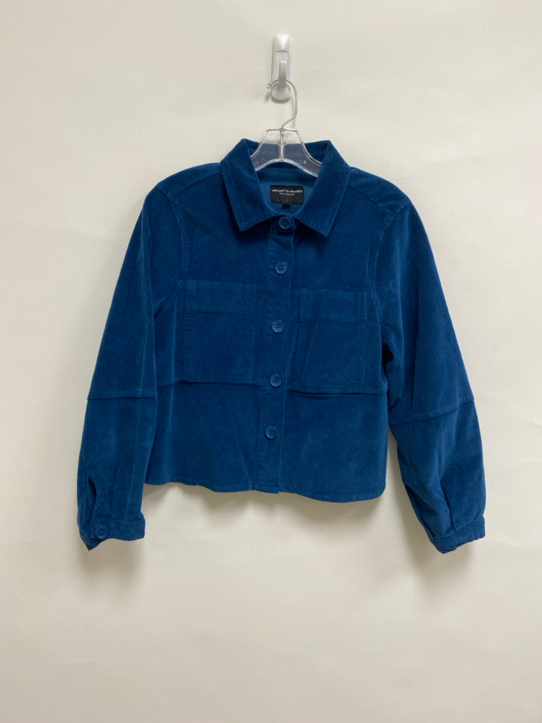 Velvet Heart Size S Teal Blue Cropped Corduroy Ladies Jacket