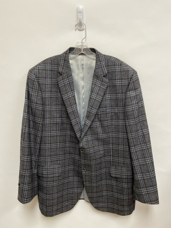 Peter Millar Size 46R Gray Navy/Brown Plaid Men&