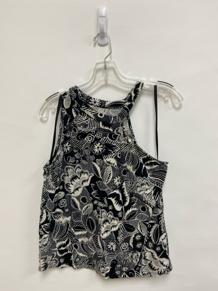 Anthropologie Size M Cream/Black Floral Sleeveless Ladies Top
