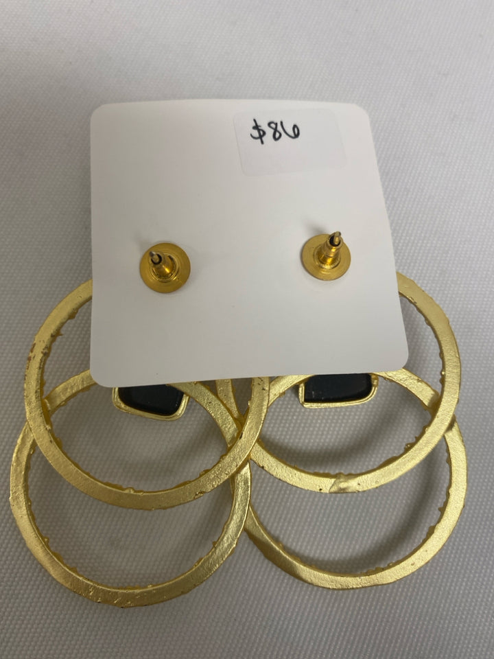 NWT Gold Color Black Shapes Earrings