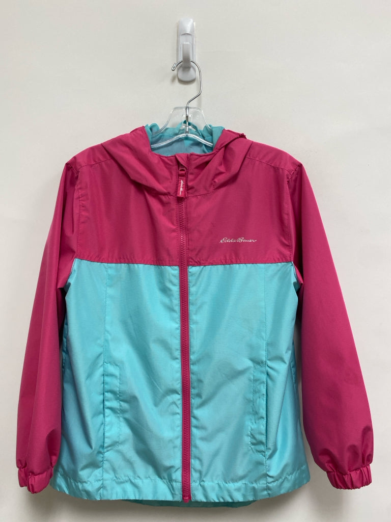 Eddie Bauer SIZE 7/8 Hot Pink Aqua Zip Down Hooded Girl&