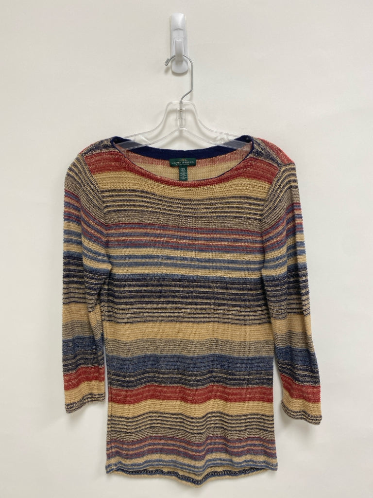 Lauren Ralph Lauren Size M Brown Navy/Red Striped Ladies Sweater