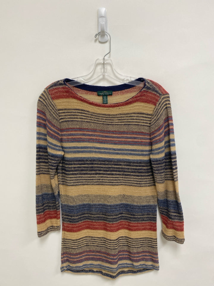 Lauren Ralph Lauren Size M Brown Navy/Red Striped Ladies Sweater