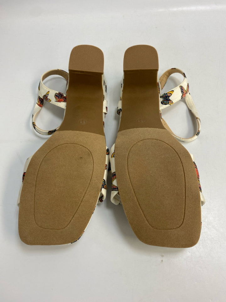 NWOT  Size 11 White Multi-Color Butterfly(s) Sandals