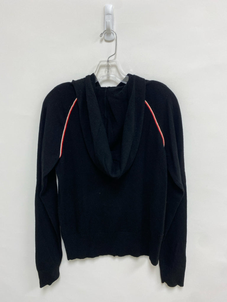 Size XS Black Red/White Trimmed Hooded Wool Blend Ladies Sweater