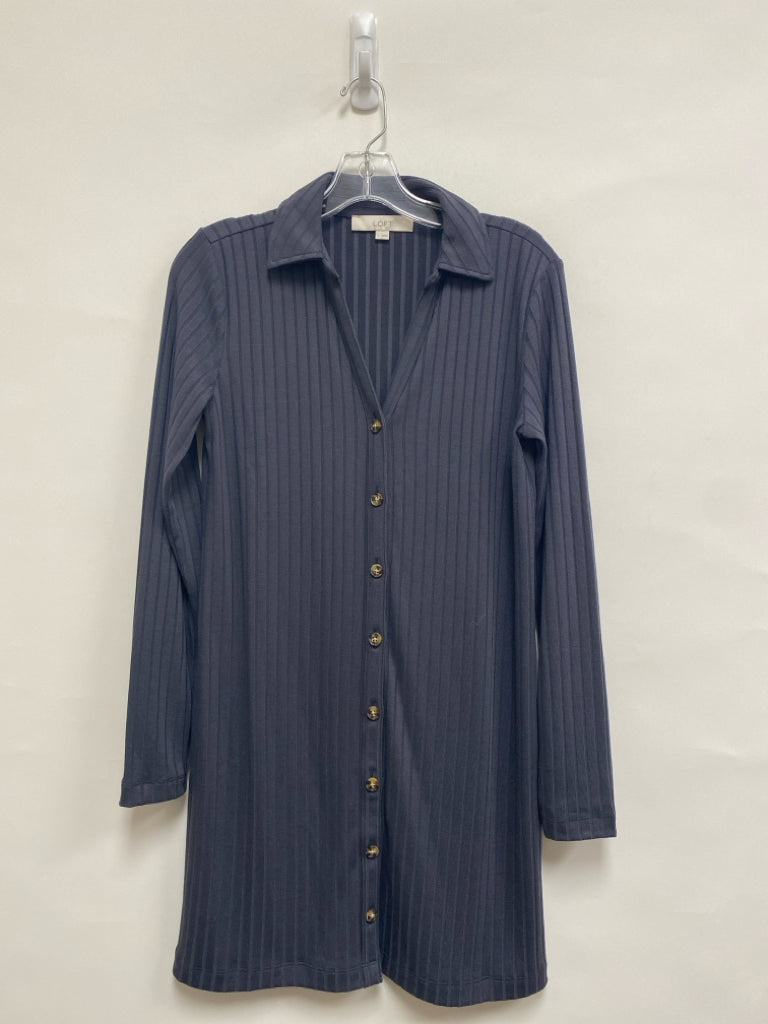 LOFT Size 4 Charcoal Texture Button Down Ladies Dress