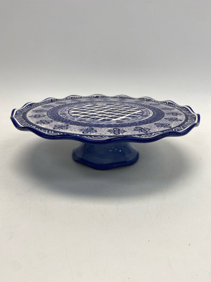 Blue White Ceramic Cake Plate/Stand
