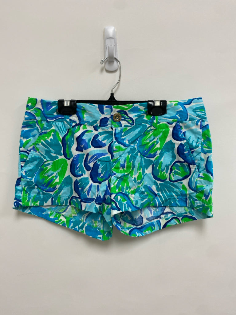 LILLY PULITZER Size 4 Turquoise Blue/Green Abstract Ladies Shorts