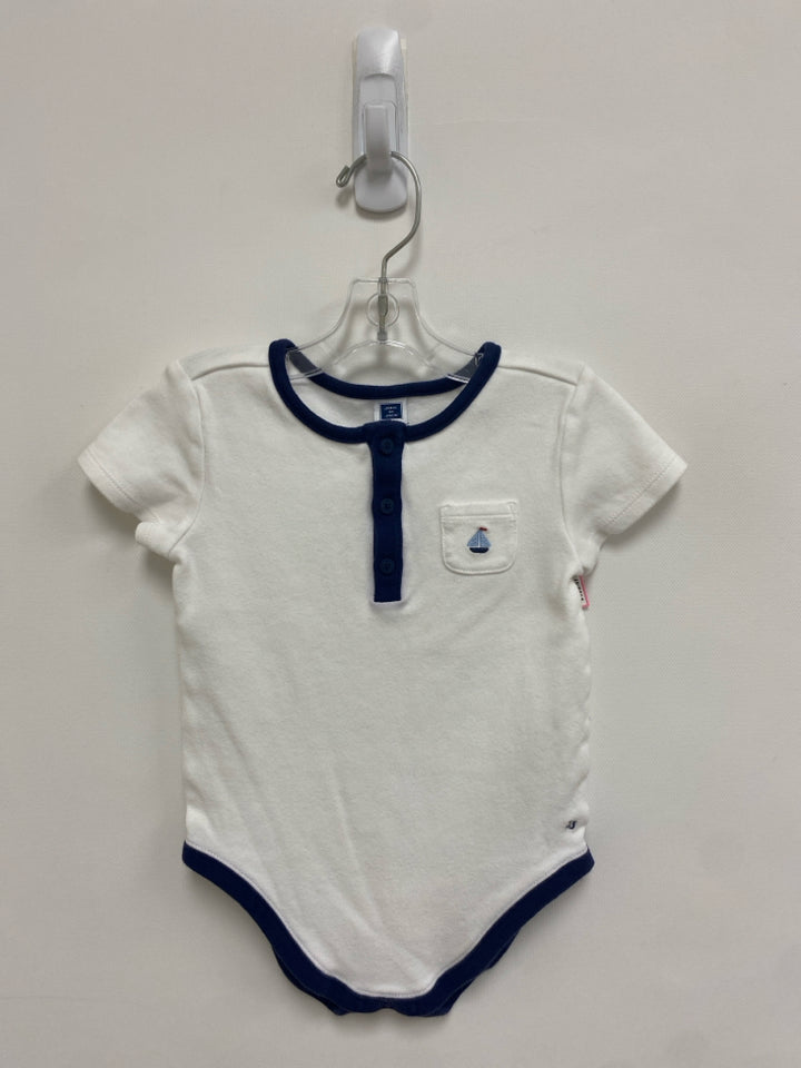 Janie and Jack SIZE 12-18M White Navy Trimmed Boy&
