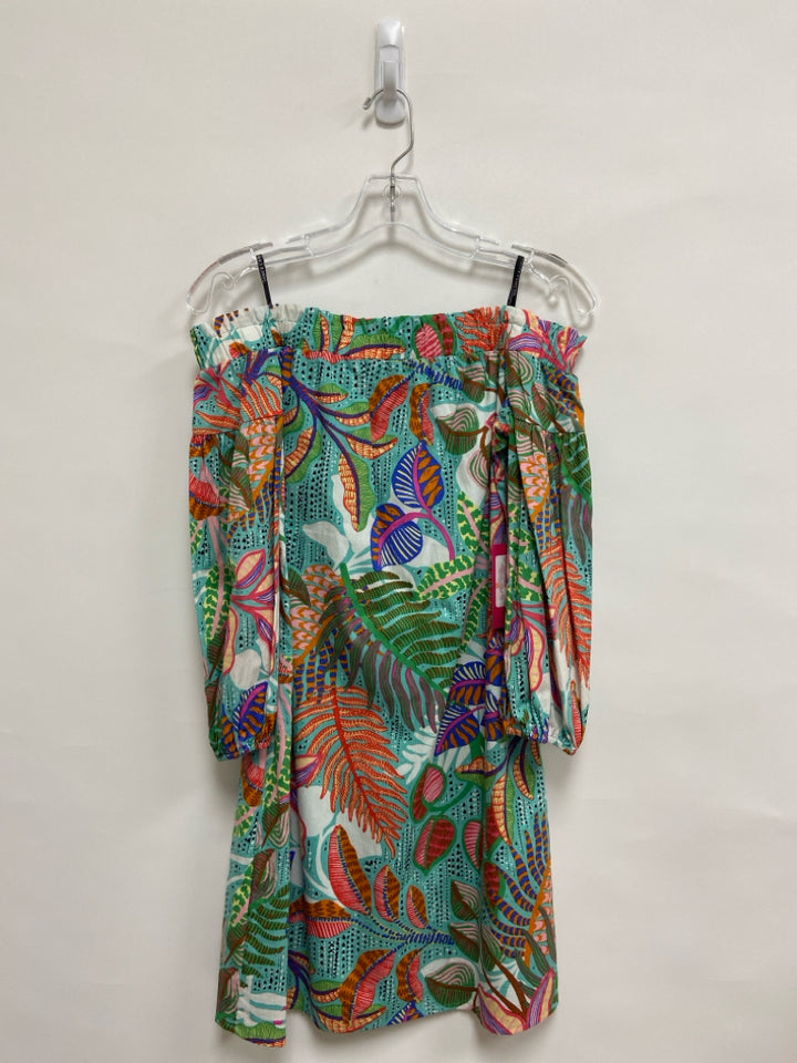 NWT VINCE CAMUTO Size 2 Aqua/Pink Green/Multi Floral Strapless Ladies Dress