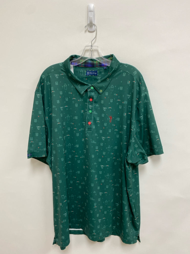 Size XXL Green White Christmas Polo Men&