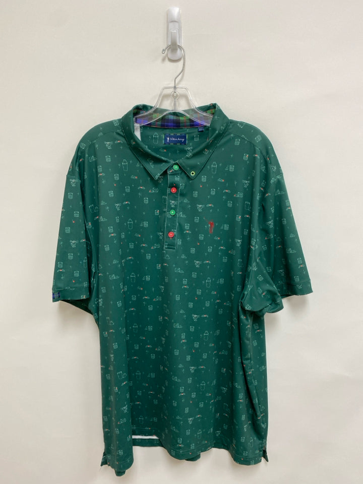 Size XXL Green White Christmas Polo Men&