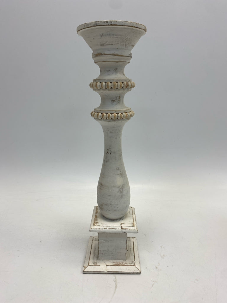 White Whitewashed Wood Candleholder(s)