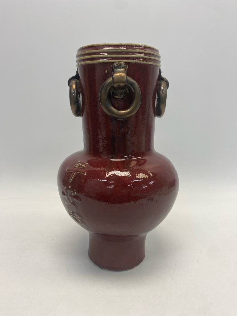 Dark Red Bronze Ceramic Vase