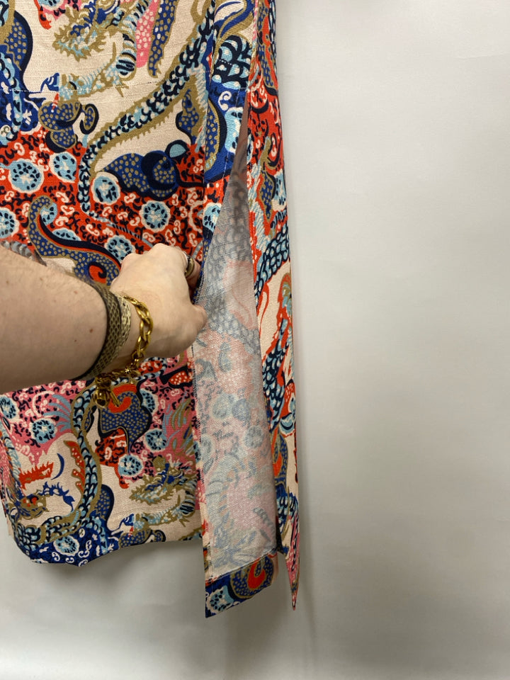 CK Bradley Size S Beige/Blk Red/Multi Abstract Maxi Ladies Dress