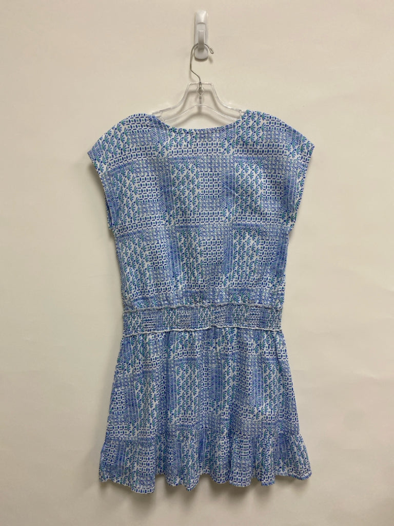 Vineyard Vines Size M White Blue/Aqua Assorted Print Ladies Dress