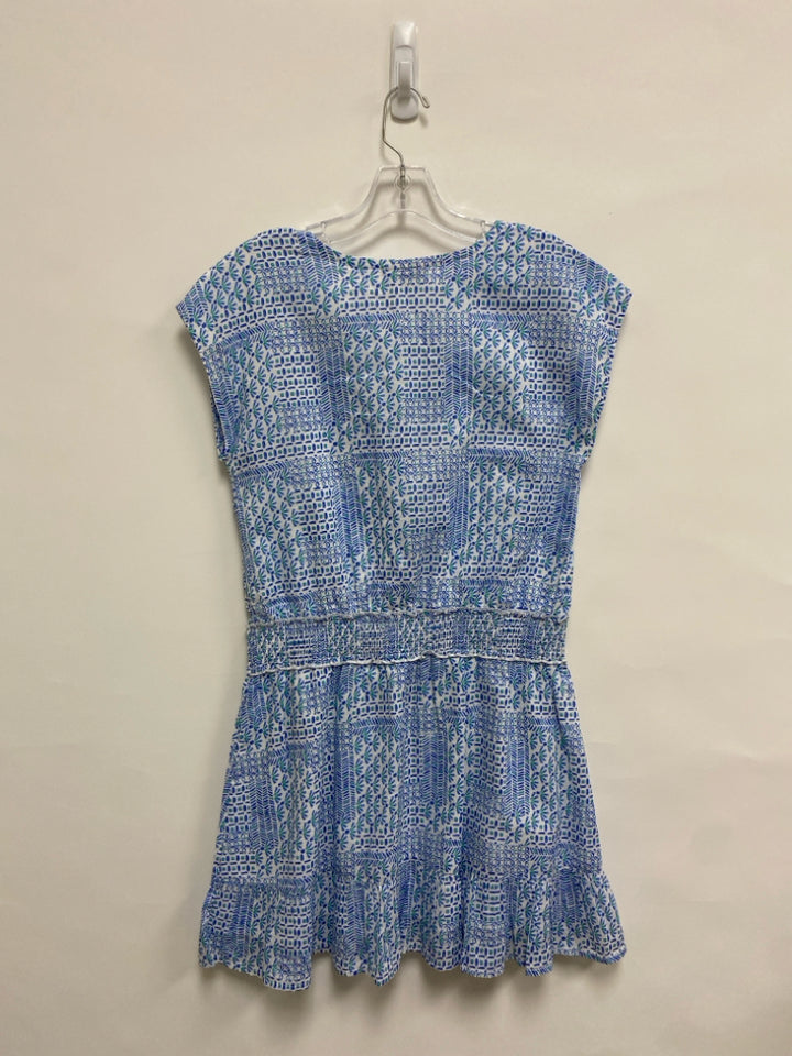 Vineyard Vines Size M White Blue/Aqua Assorted Print Ladies Dress