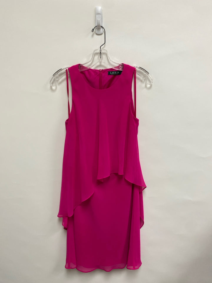 Lauren Ralph Lauren Size 4 Hot Pink Ruffles Sleeveless Ladies Dress