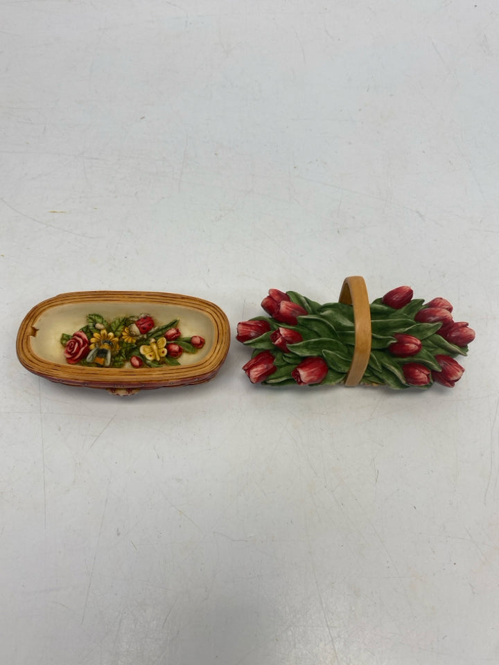 Longaberger Harmony Kingdom Tulip Basket Mini Trinket  Box