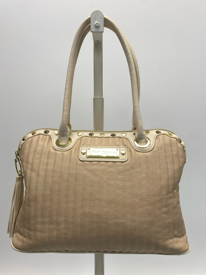 Betsey Johnson Tan Gold Studded Handbag
