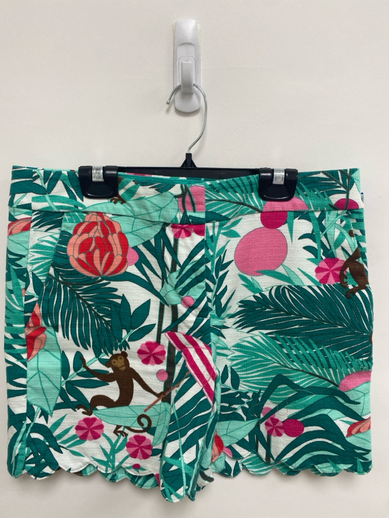 Talbots Size 4 Teal Green Pink/White Leaves Ladies Shorts