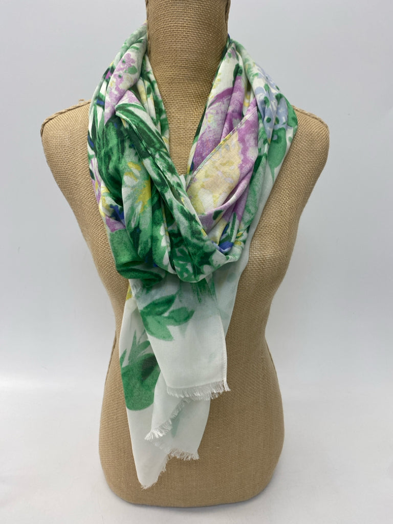 NWT Talbots Green Multi Color Floral Scarf