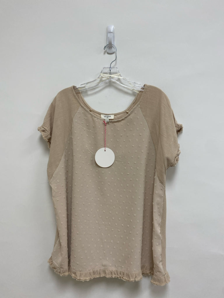 NWT Umgee Size L Beige Swiss Dot Ladies Top