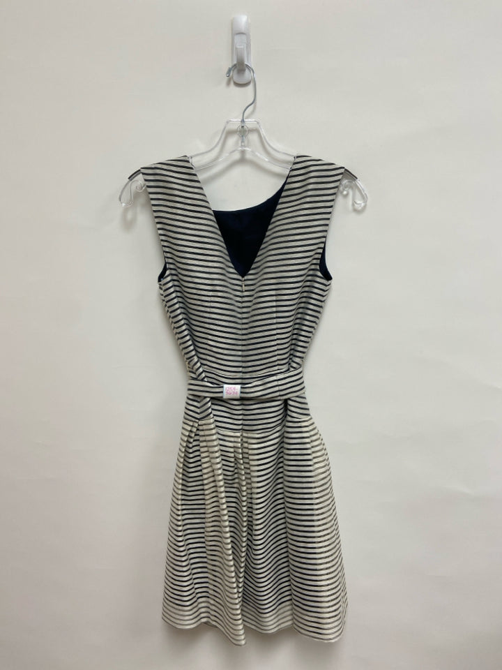 Shoshanna Size 4 Gray/Black Stripes Sleeveless Ladies Dress