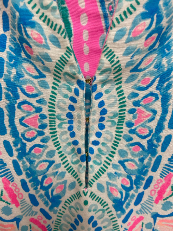 LILLY PULITZER Size 12 Pink/White Aqua/Coral Ladies Dress