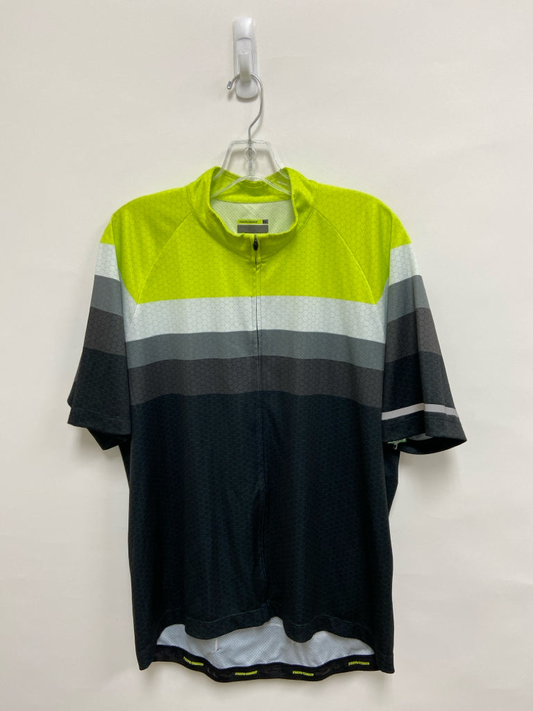 Novara Size XL Neon Yellow White/Black Striped Quarter Zip Men&