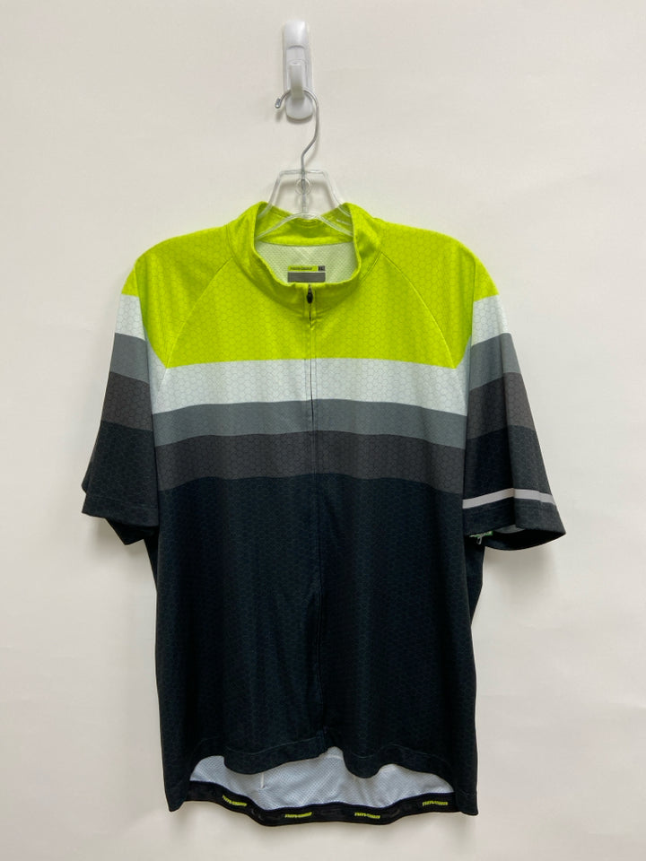 Novara Size XL Neon Yellow White/Black Striped Quarter Zip Men&