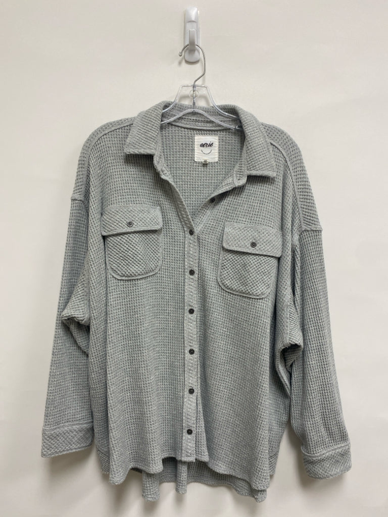 Aerie Size S Gray Waffle Button Up Ladies Top