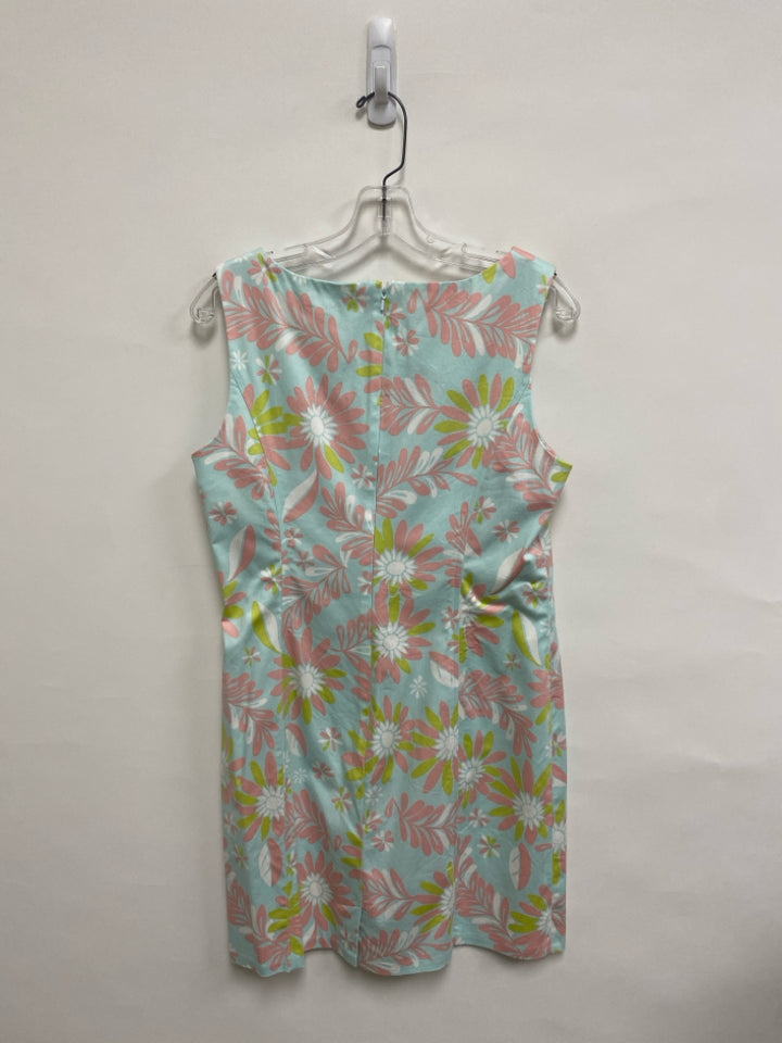 Brooks Brothers Size 10 Light Blue Pink/White Flowers Sleeveless Ladies Dress