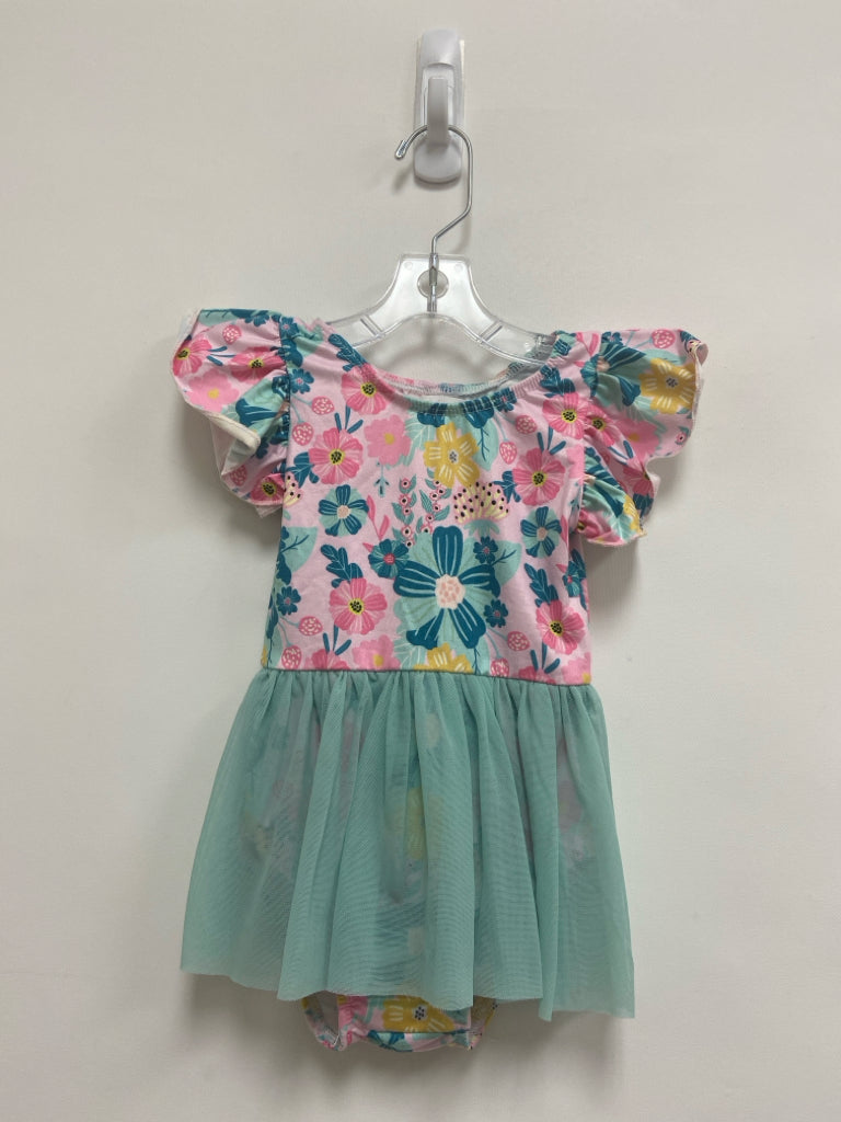 SIZE 2T Pink Blue Flowers Girl&