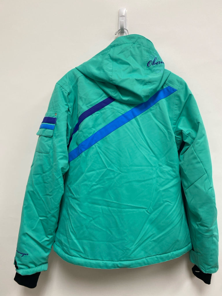 Obermeyer SIZE 18 Teal Royal Blue Lines Hooded Girl&