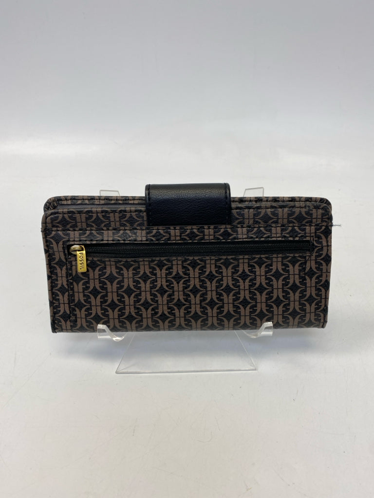 Fossil Black Brown Print Wallet