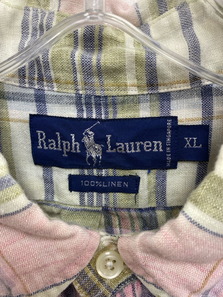 Ralph Lauren Size XL Green Navy/Pink Plaid Button Up Men&