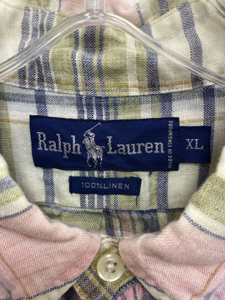 Ralph Lauren Size XL Green Navy/Pink Plaid Button Up Men&