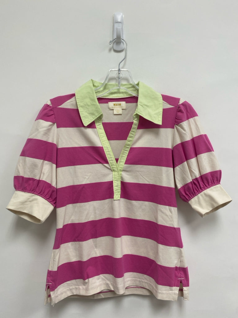 Maeve Size XS Fuschia Green/Pink Striped Ladies Top