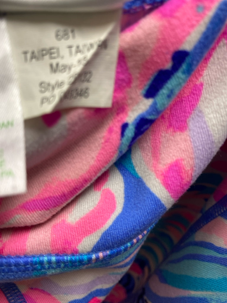 LILLY PULITZER Size XXS Neon Pink Blue/White Floral Athletic Leggings