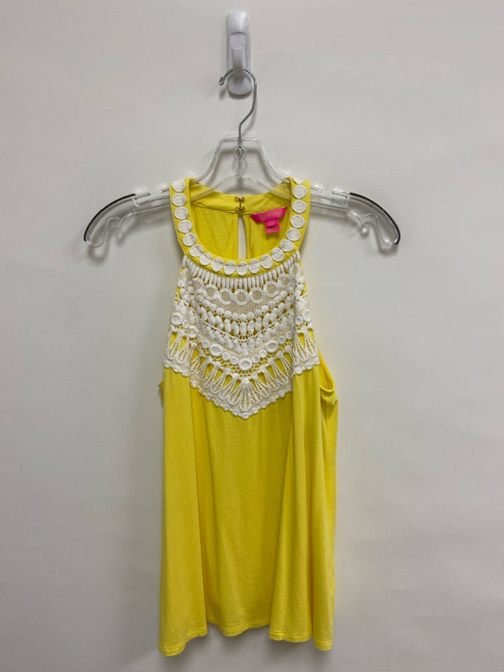 LILLY PULITZER Size S Yellow White Lace Halter Ladies Top