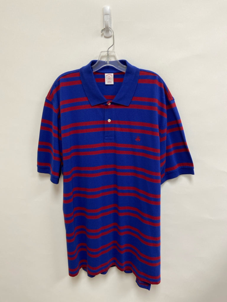 Brooks Brothers Size XXL Burgundy Blue Stripes Polo Men&