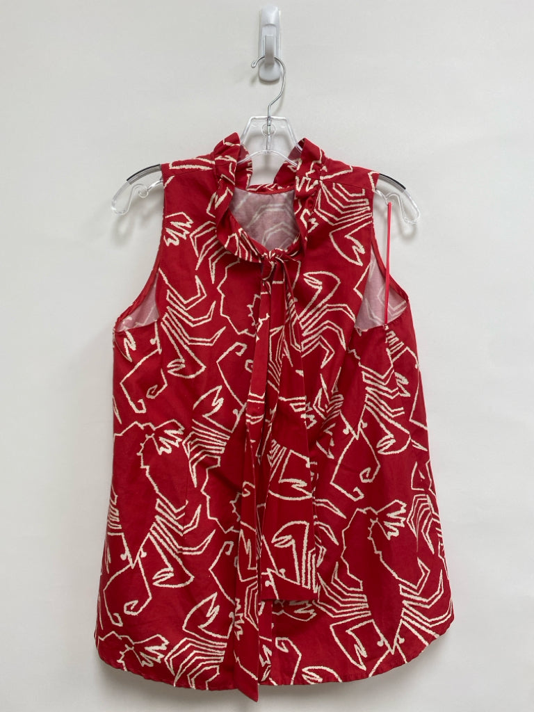 Tyler Boe Size L Red Cream Lobsters Sleeveless Ladies Top