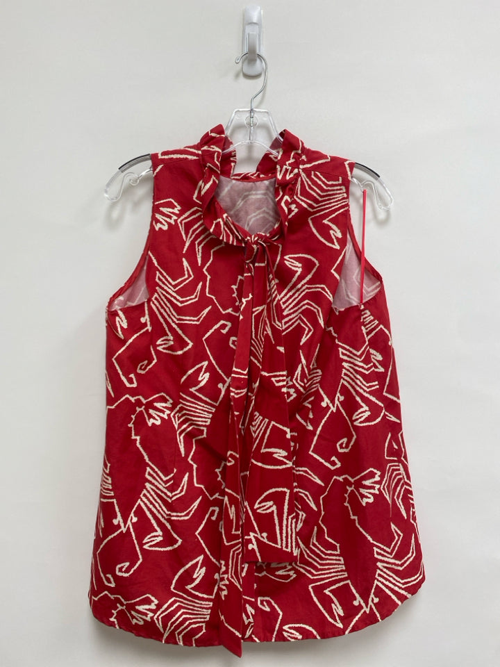 Tyler Boe Size L Red Cream Lobsters Sleeveless Ladies Top