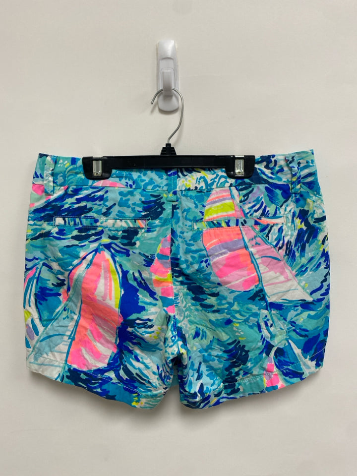 LILLY PULITZER Size 2 Navy/Blue Pink/Green Boats Ladies Shorts
