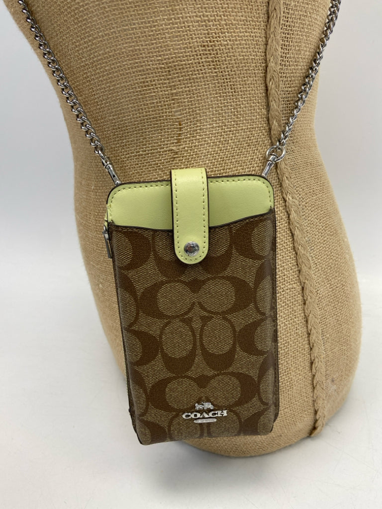 Coach  Size Brown Lime Green Signature Crossbody