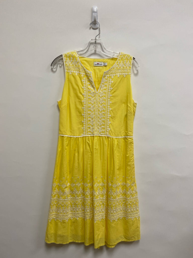 Vineyard Vines Size 6 Yellow White Embroidered Sleeveless Ladies Dress