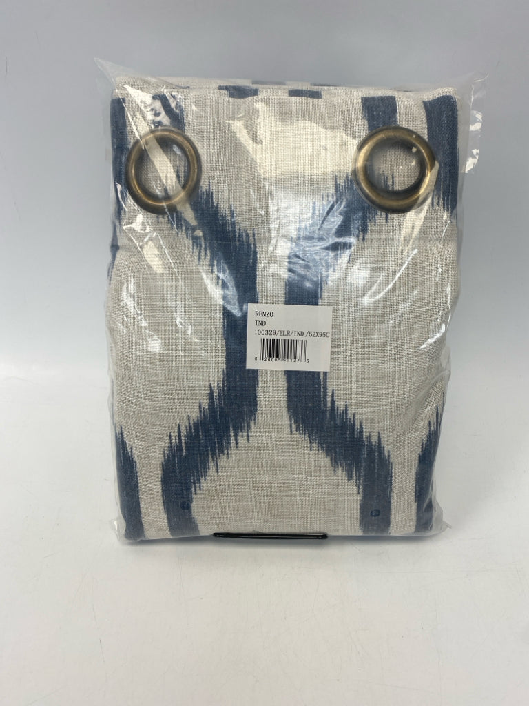 NEW/PKG Natural Slate Blue Geometric Curtains