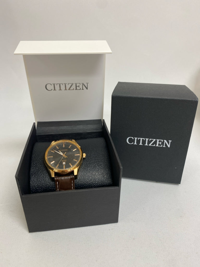NEW/BOX Brown/Black Gold Color Faux Leather Men&